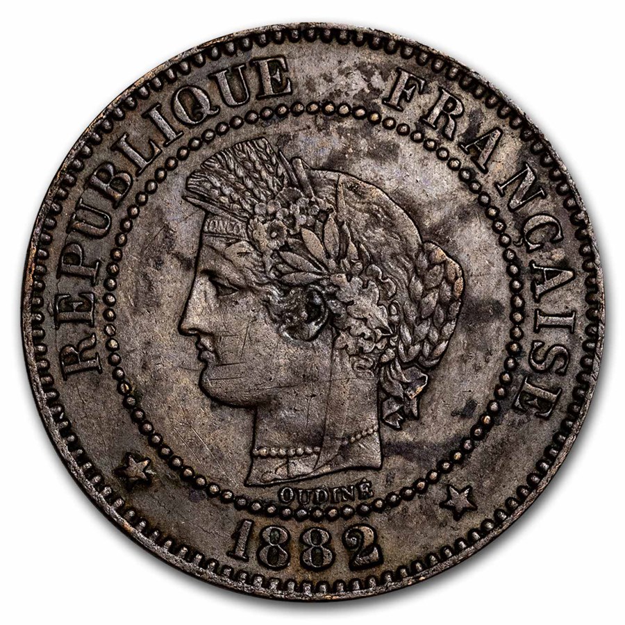 1877-1897 Third French Republic Bronze 2 Centimes VF
