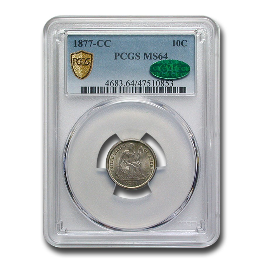 1877-CC Liberty Seated Dime MS-64 PCGS CAC