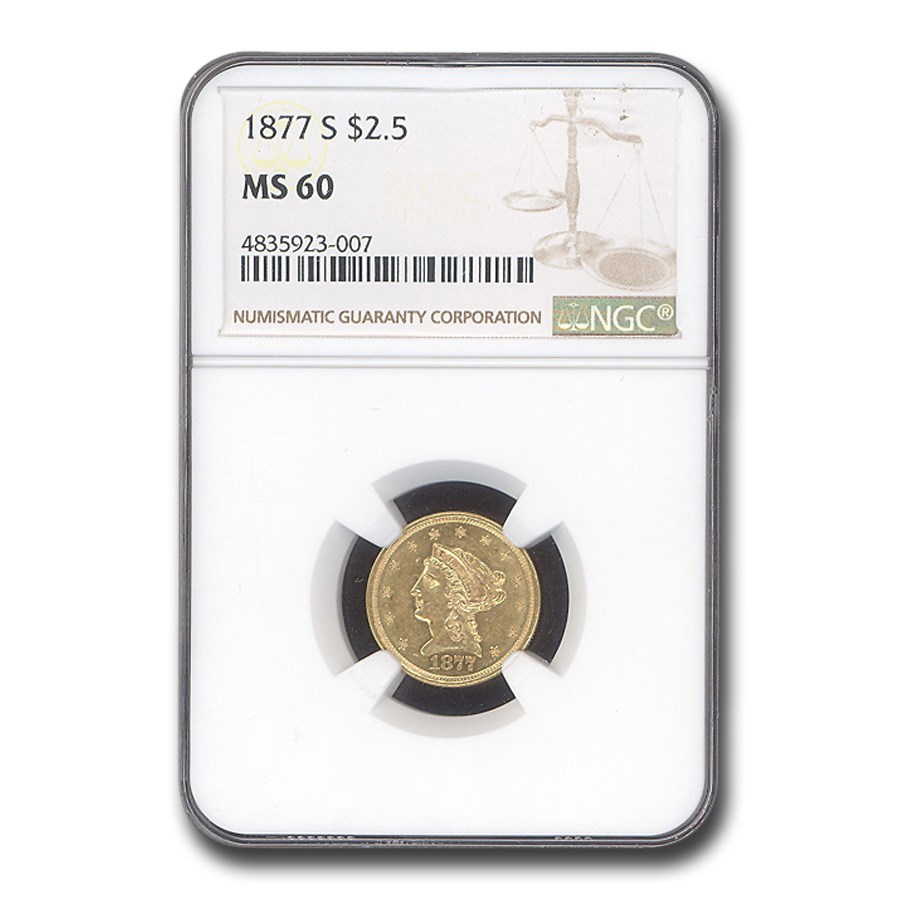 Buy 1877-S $2.50 Liberty Gold Quarter Eagle MS-60 NGC | APMEX