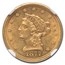 1877-S $2.50 Liberty Gold Quarter Eagle MS-61 NGC