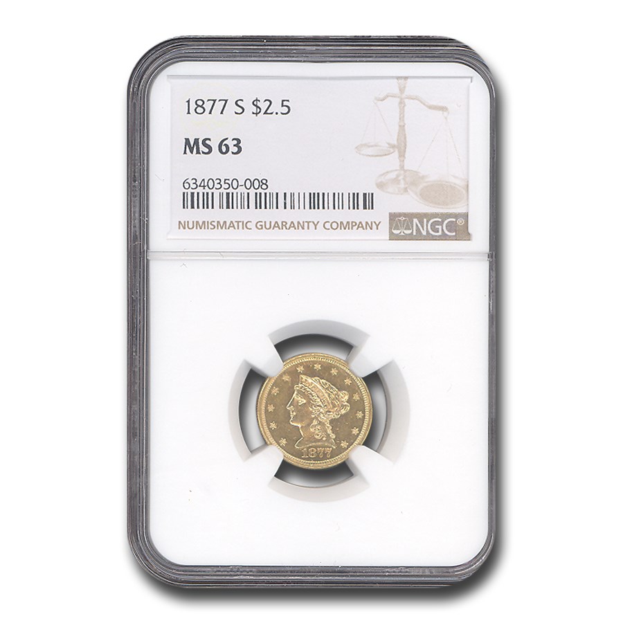 1877-S $2.50 Liberty Gold Quarter Eagle MS-63 NGC