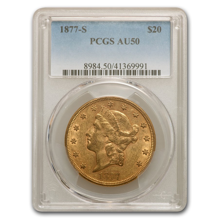 Buy 1877-S $20 Liberty Gold Double Eagle AU-50 PCGS | APMEX