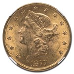 1877-S $20 Liberty Gold Double Eagle MS-62 NGC