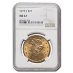 1877-S $20 Liberty Gold Double Eagle MS-62 NGC