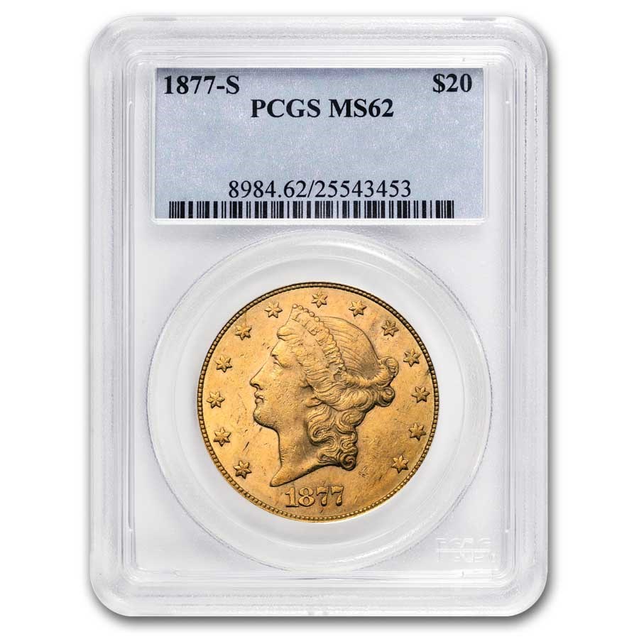 1877-S $20 Liberty Gold Double Eagle MS-62 PCGS