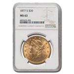 1877-S $20 Liberty Gold Double Eagle MS-63 NGC