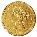 1877-S $5 Liberty Gold Half Eagle AU-58 NGC