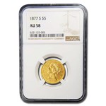 1877-S $5 Liberty Gold Half Eagle AU-58 NGC