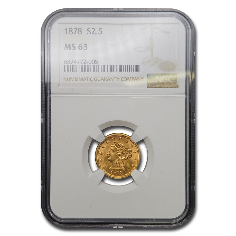 1878 $2.50 Liberty Gold Quarter Eagle MS-63 NGC