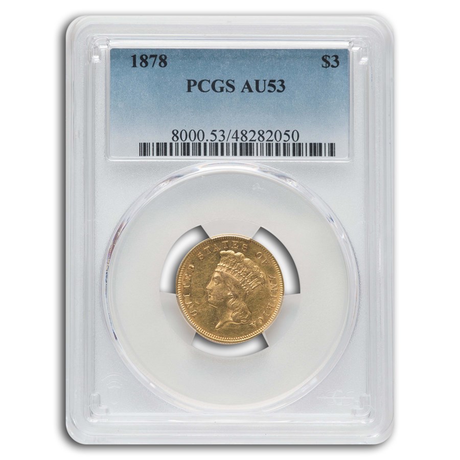 1878 $3 Gold Princess AU-53 PCGS