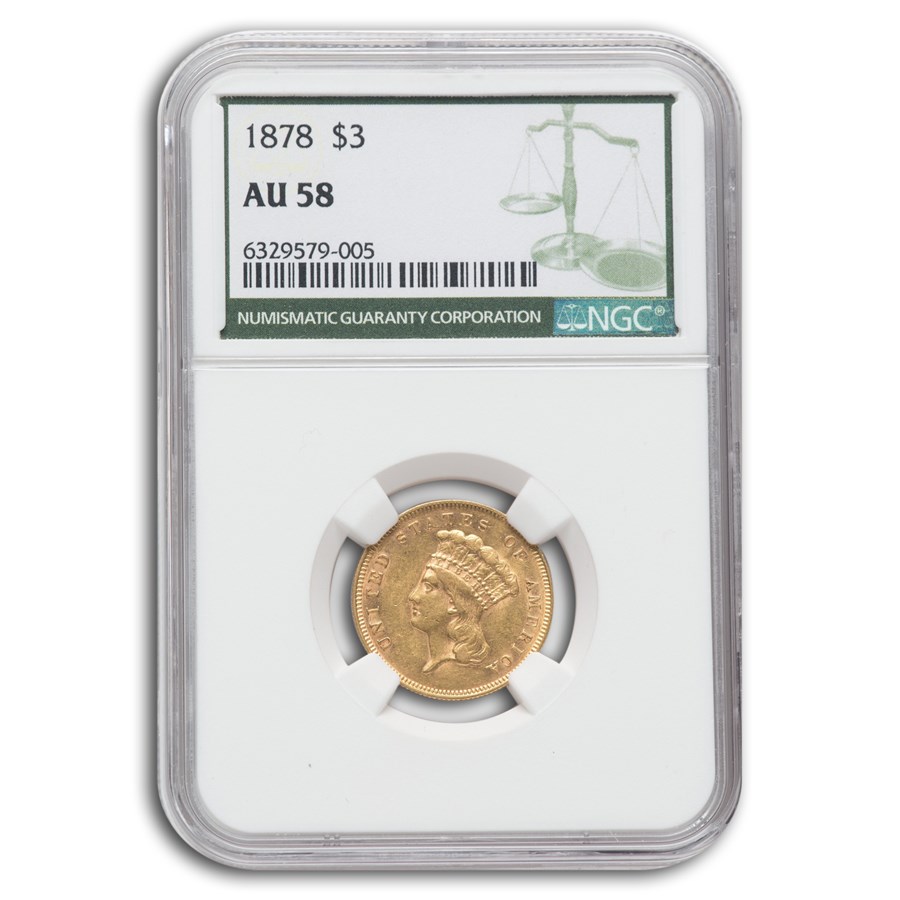 1878 $3 Gold Princess AU-58 NGC (Green Label)