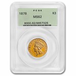 1878 $3 Gold Princess MS-62 PCGS