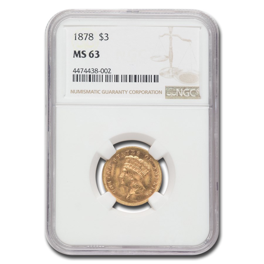1878 $3 Gold Princess MS-63 NGC