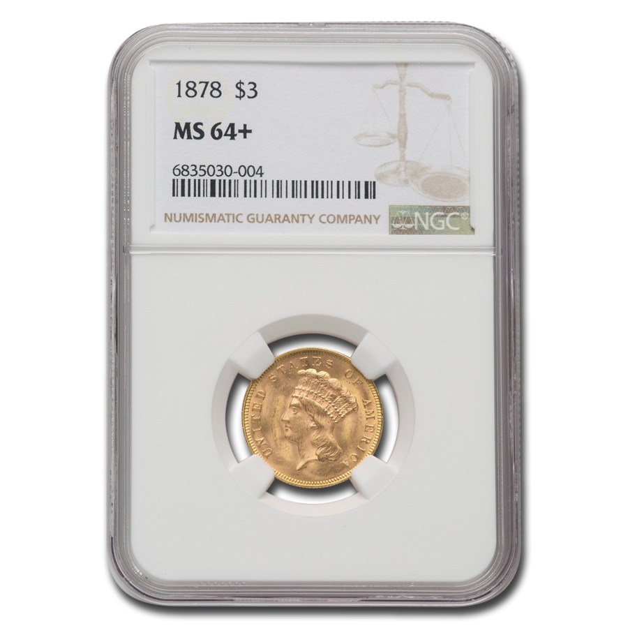 1878 $3 Gold Princess MS-64+ NGC