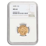 1878 $3 Gold Princess MS-64 NGC