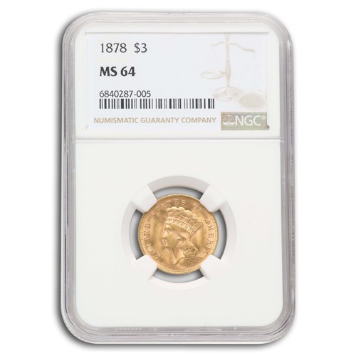 1878 $3 Gold Princess MS-64 NGC