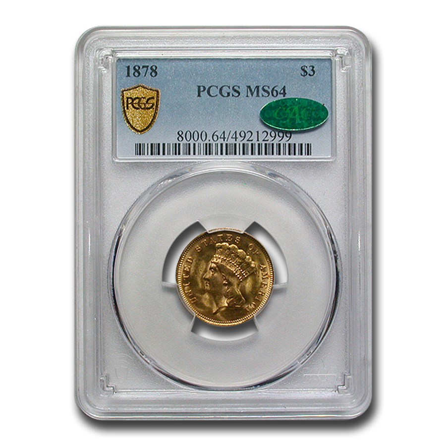 1878 $3 Gold Princess MS-64 PCGS CAC