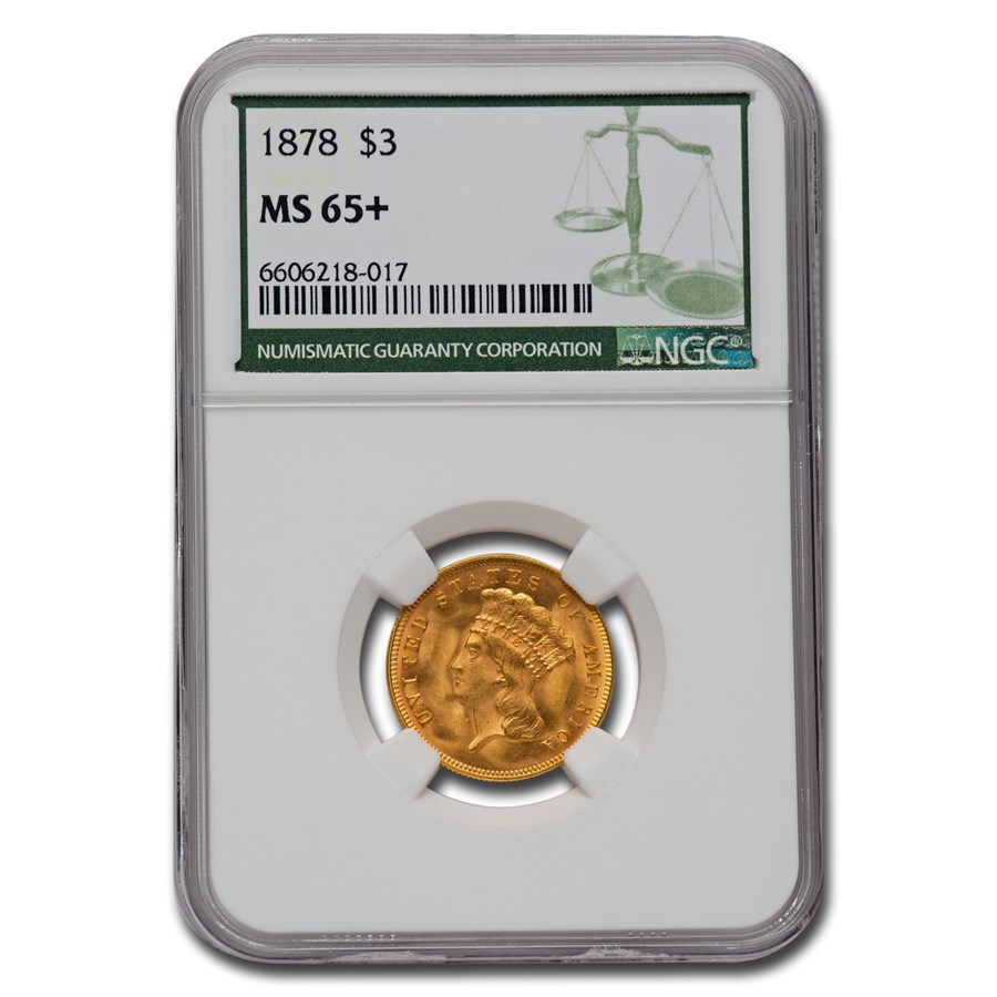 Buy 1878 $3 Gold Princess MS-65+ NGC Green Label | APMEX