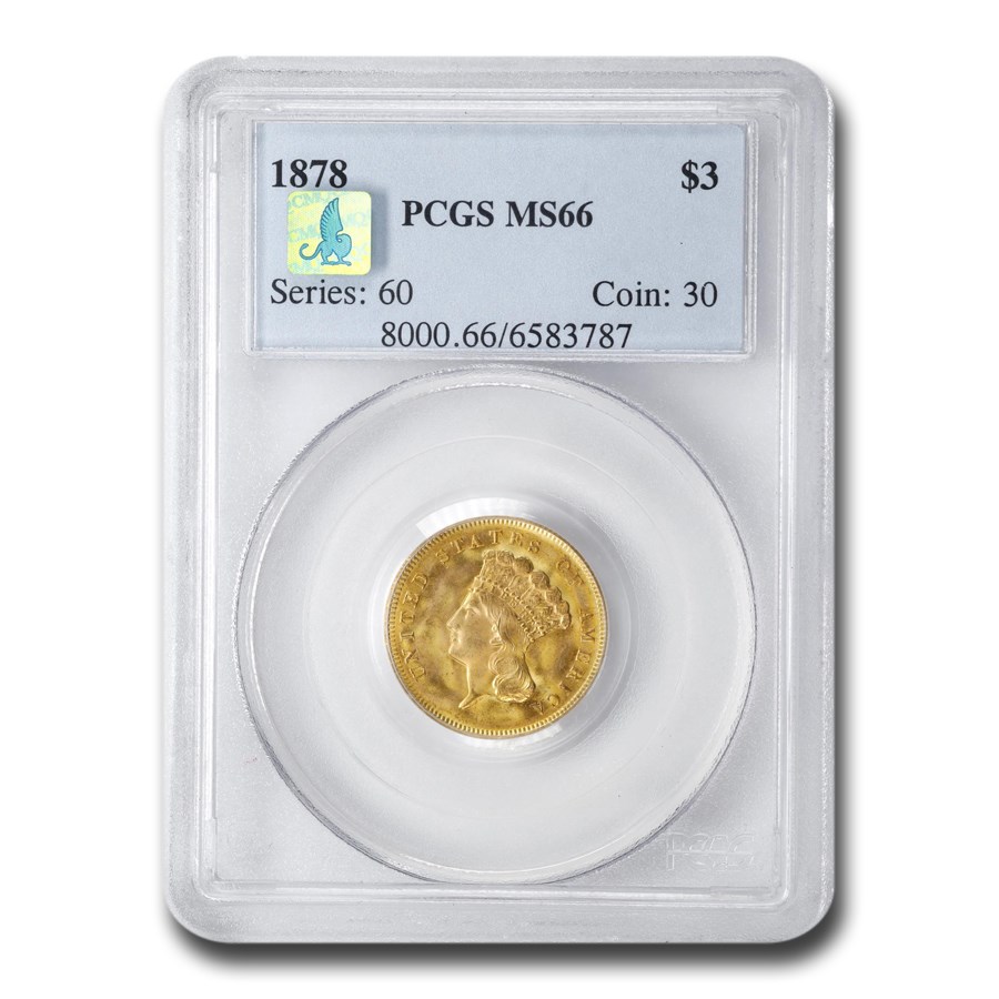 1878 $3 Gold Princess MS-66 PCGS