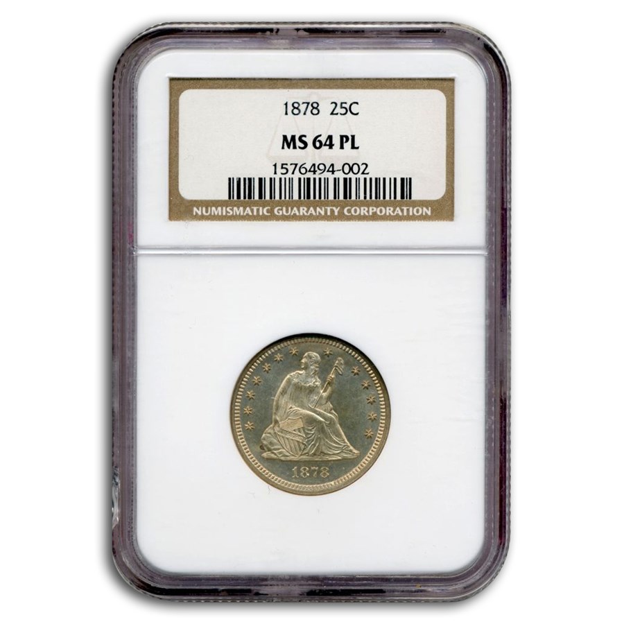 1878 Liberty Seated Quarter MS-64 NGC (PL)