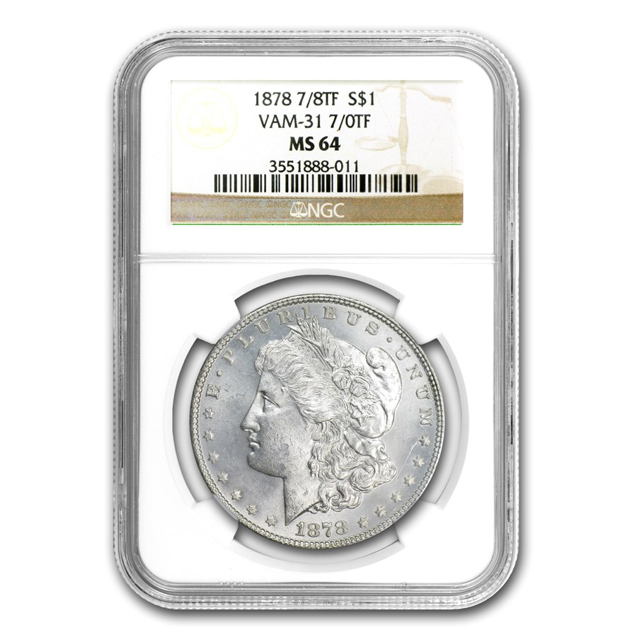 Buy 1878 Morgan Dollar 7/0 TF MS-64 NGC (VAM-31, Lines Thru Leg) | APMEX