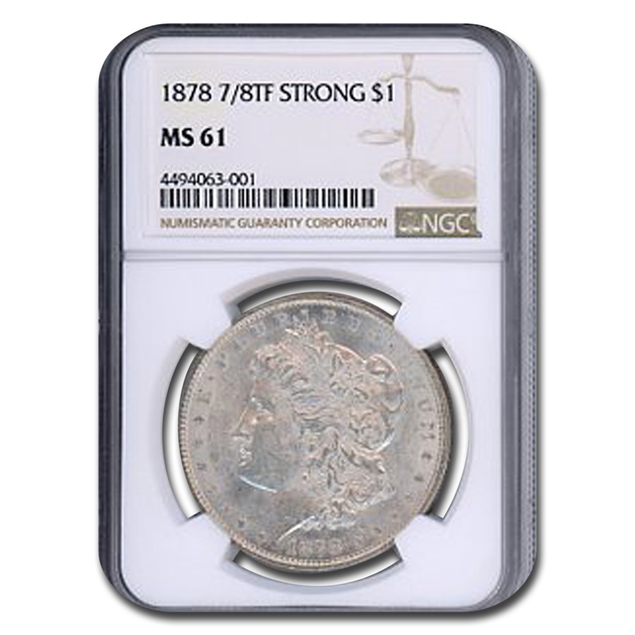 1878 Morgan Dollar 7/8 TF MS-61 NGC (Strong)