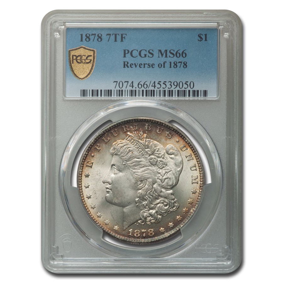 Buy 1878 Morgan Dollar 7 Tailfeathers Rev of 78 MS-66 PCGS | APMEX