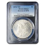 1878 Morgan Dollar 7 TF Rev of 78 MS-64 PCGS