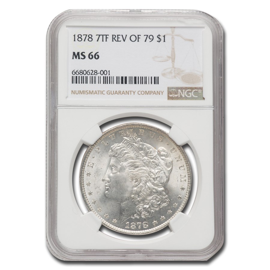 1878 Morgan Dollar 7 TF Rev of 79 MS-66 NGC