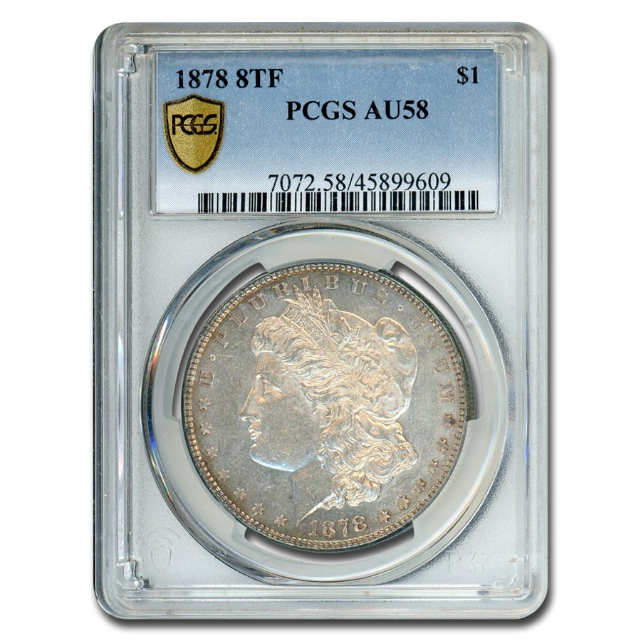 1878 Morgan Dollar 8 TF AU-58 PCGS