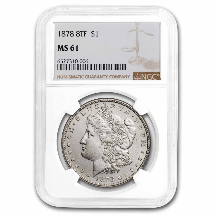 1878 Morgan Dollar 8 TF MS-61 NGC