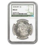 1878 Morgan Dollar 8 TF MS-63 NGC (Green Label)