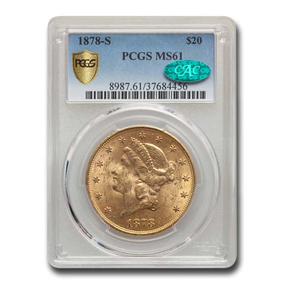 Buy 1878-S $20 Liberty Gold Double Eagle MS-61 PCGS CAC | APMEX