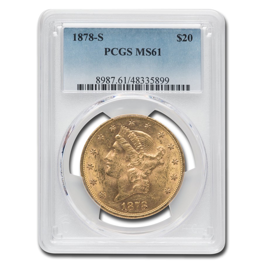 1878-S $20 Liberty Gold Double Eagle MS-61 PCGS