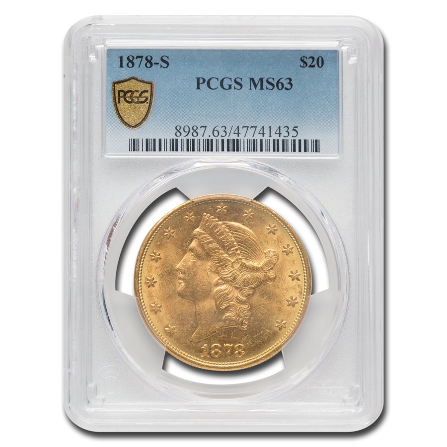 1878-S $20 Liberty Gold Double Eagle MS-63 PCGS