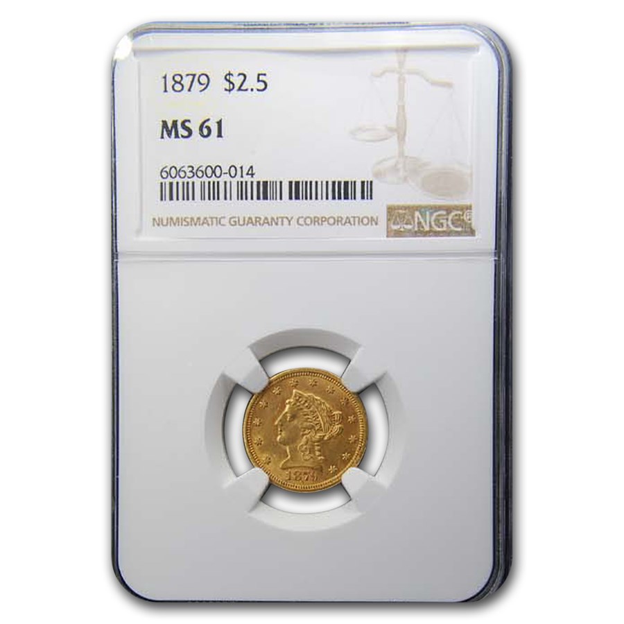 1879 $2.50 Liberty Gold Quarter Eagle MS-61 NGC