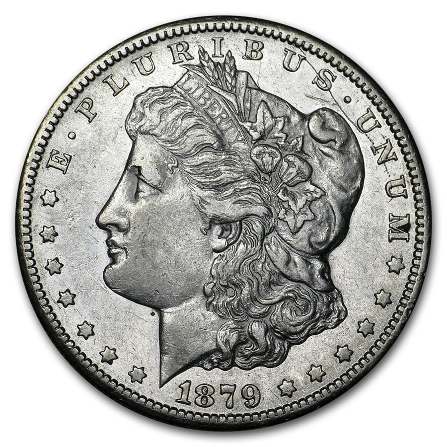 1879-CC Morgan Dollar Capped CC AU Details (Cleaned)