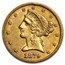 1879-S $5 Liberty Gold Half Eagle AU