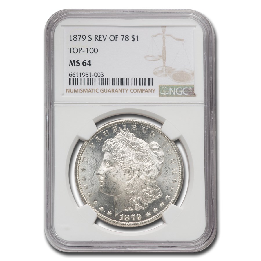 1879-S Morgan Dollar Rev of 78 MS-64 NGC (Top-100)