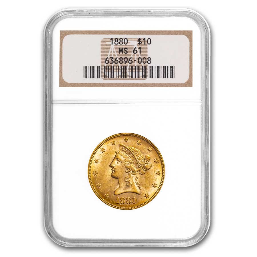 1880 $10 Liberty Gold Eagle MS-61 NGC