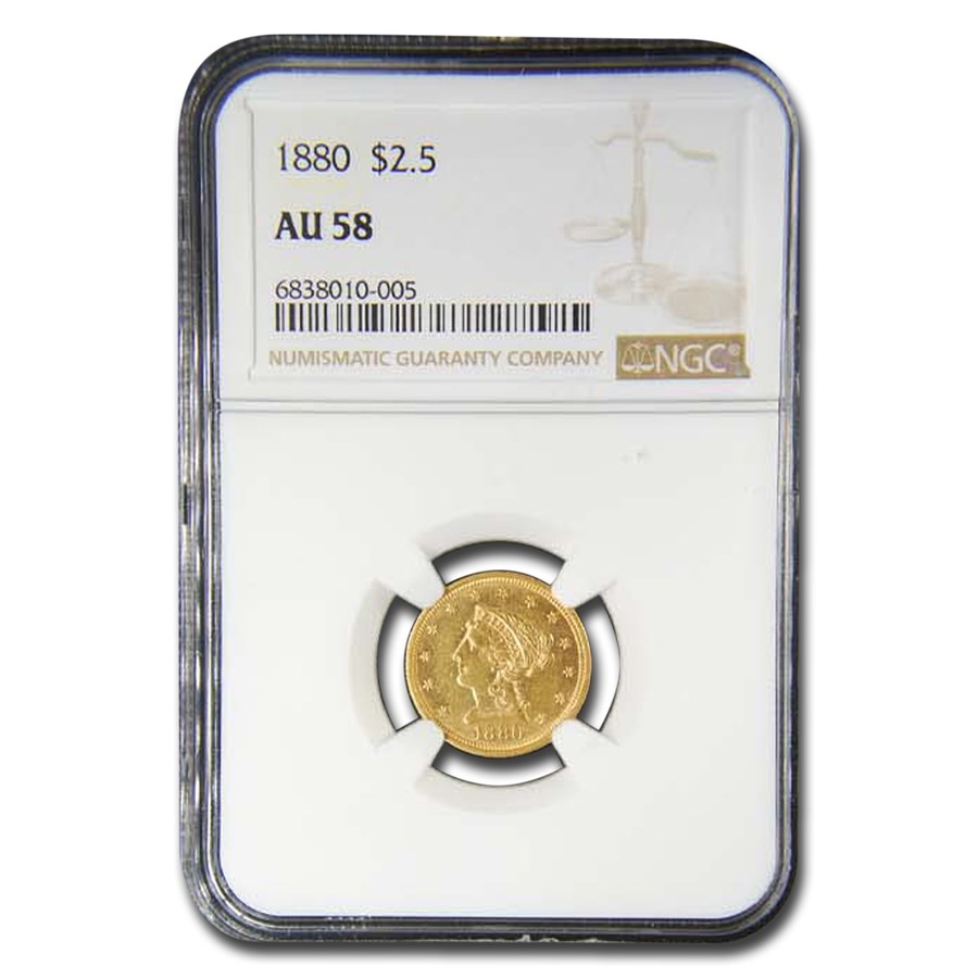 1880 $2.50 Liberty Gold Quarter Eagle AU-58 NGC