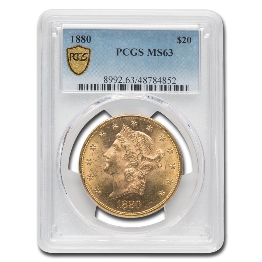 1880 $20 Liberty Gold Double Eagle MS-63 PCGS