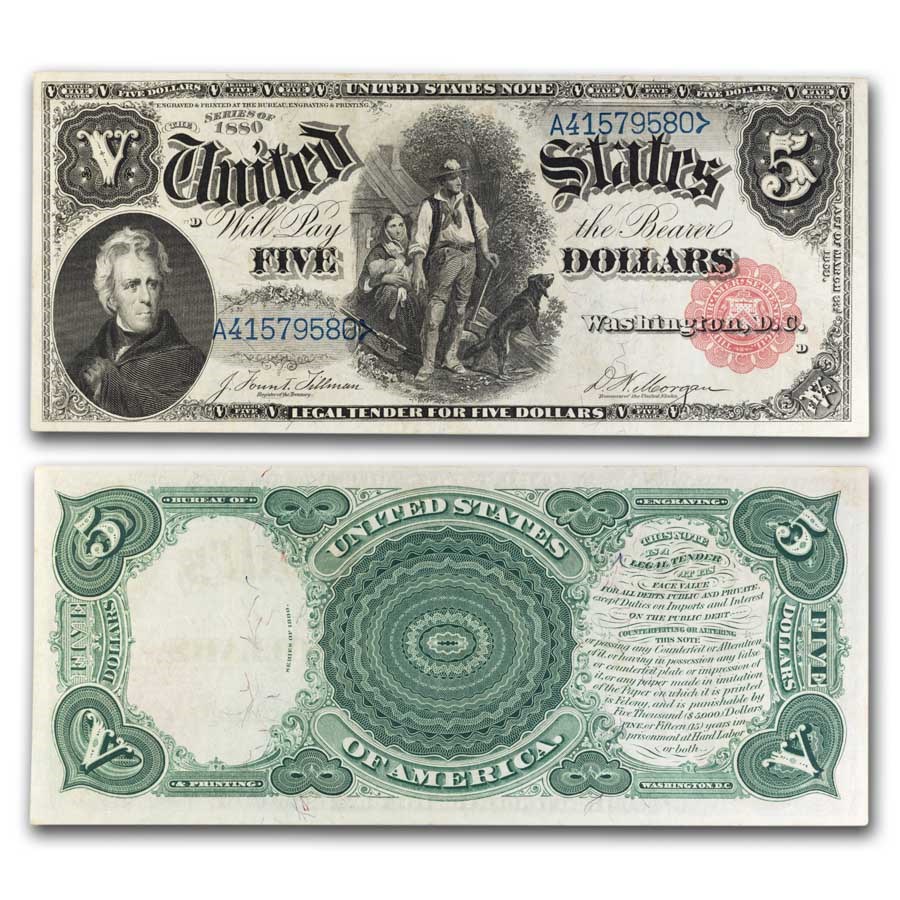 1880 $5.00 Legal Tender Woodchopper XF (Fr#80)