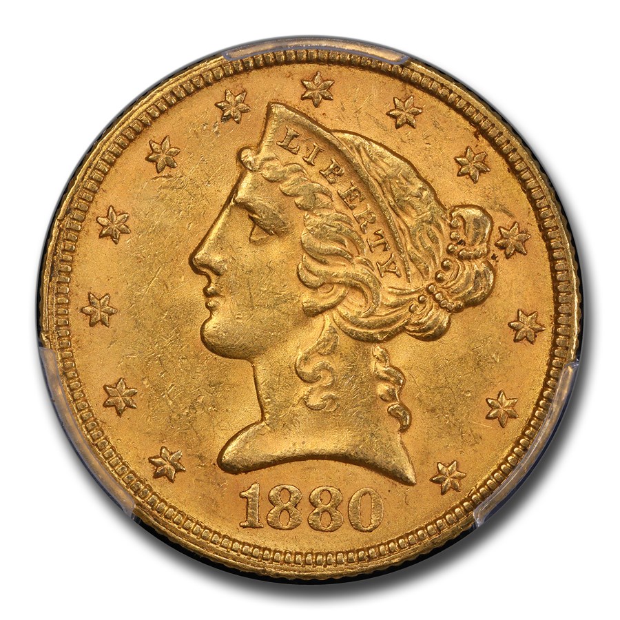 1880 $5 Liberty Gold Half Eagle MS-63 PCGS CAC