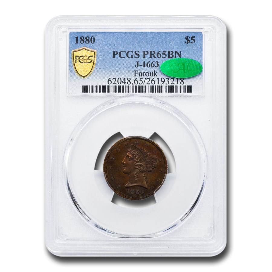 1880 $5 Liberty Half Eagle Pattern PR-65 Brown PCGS CAC (J-1663)