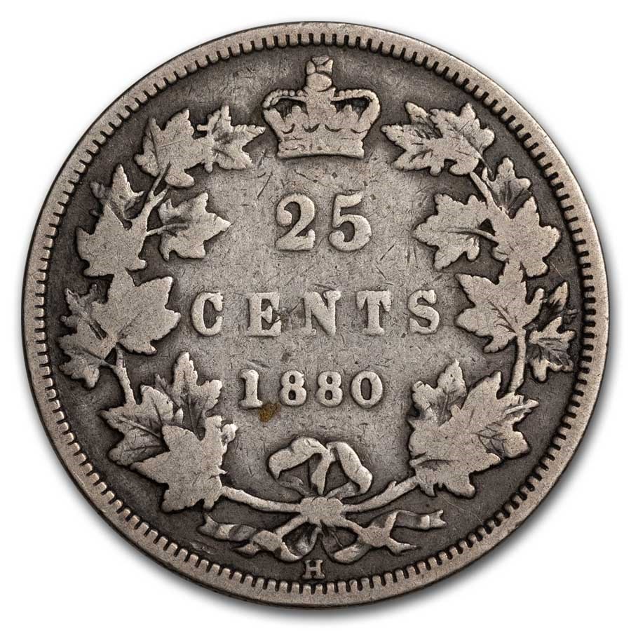 1880-H Canada Silver 25 Cents Victoria VG