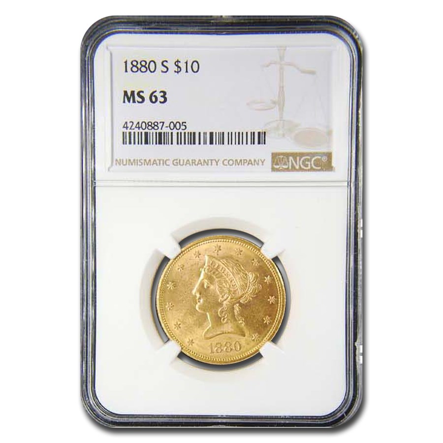 1880-S $10 Liberty Gold Eagle MS-63 NGC