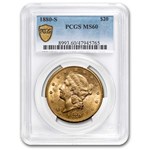 1880-S $20 Liberty Gold Double Eagle MS-60 PCGS