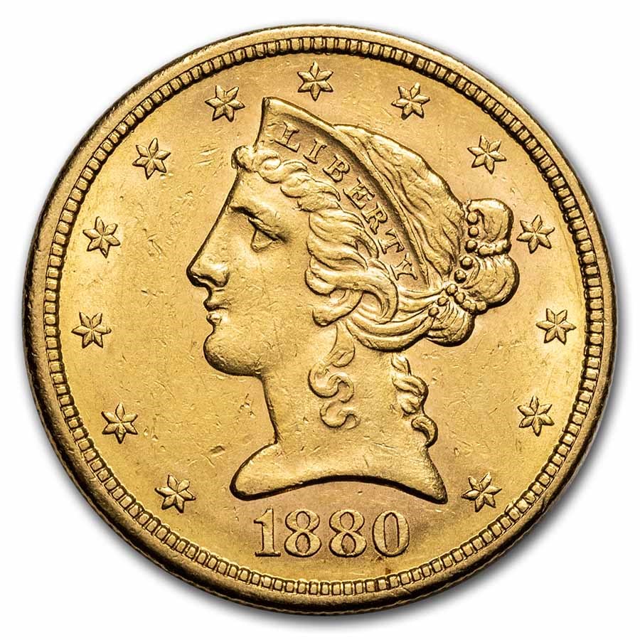 1880-S $5 Liberty Gold Half Eagle AU