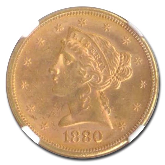 Buy 1880-S $5 Liberty Gold Half Eagle MS-62 NGC | APMEX